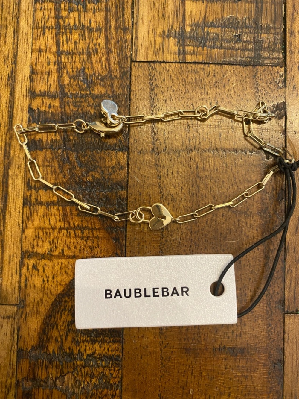 BaubleBar Gold Padlock Heart Bracelet - Picture 3 of 4